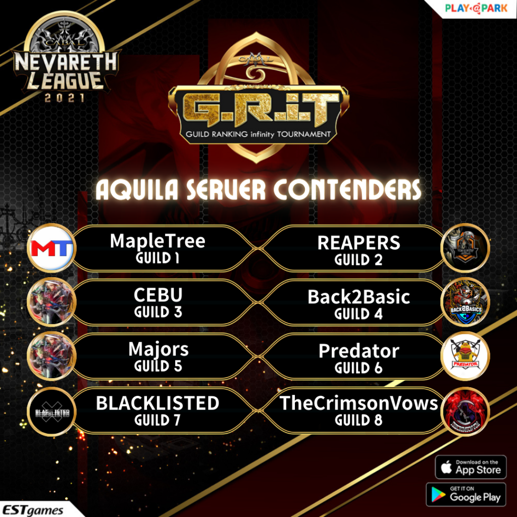 GRiT Nevareth League Top 8 Guilds Aquila Server